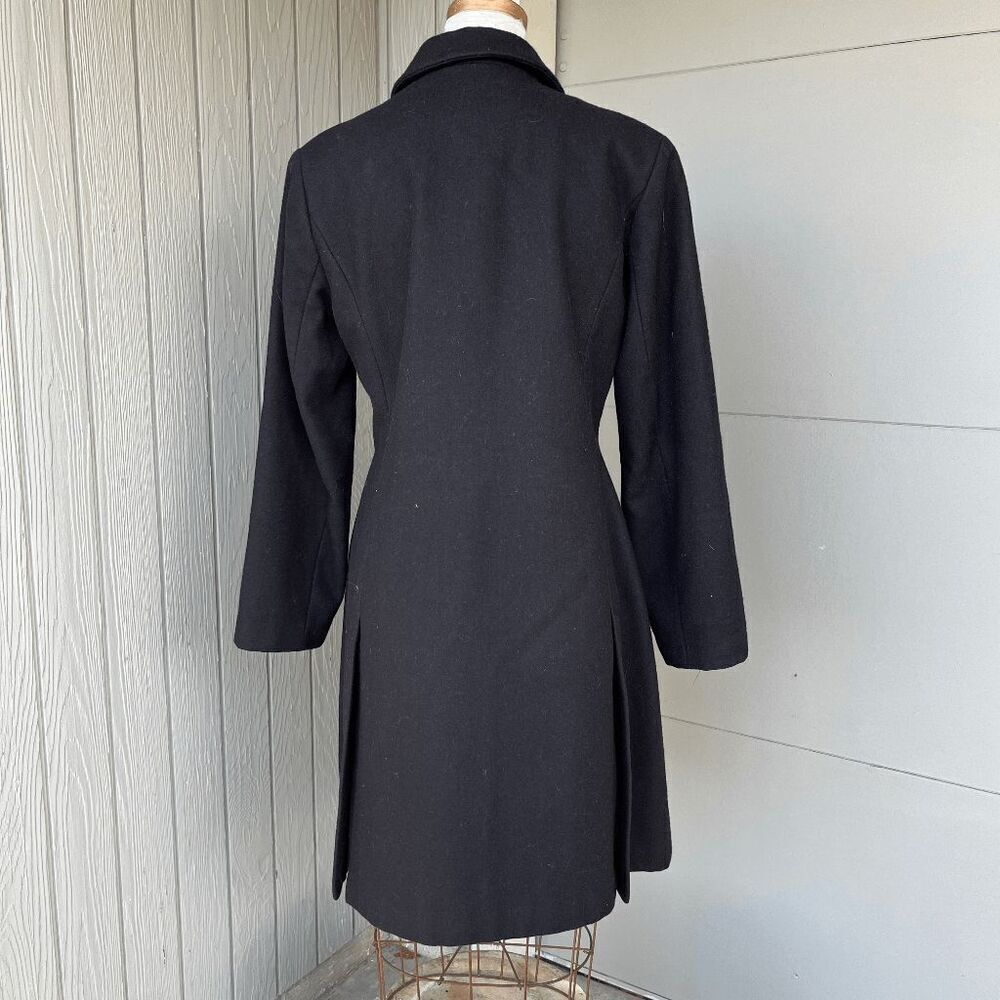 Vintage Y2K Leslie Fay Black Wool Mid-length Coat Jacket Size 10, Minimalist - Picture 7 of 7